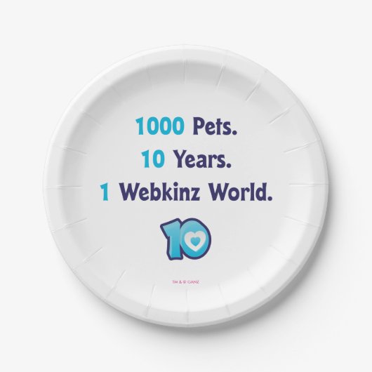 10 Jahre Webkinz Notfall Pappteller (Vorderseite)