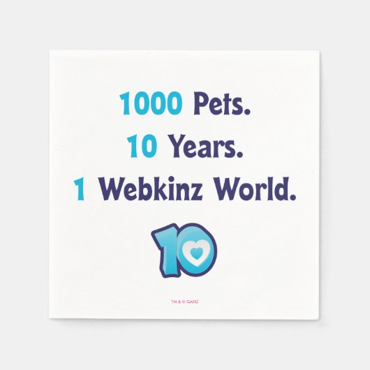 10 Jahre Webkinz-Statistiken Serviette (Vorderseite)