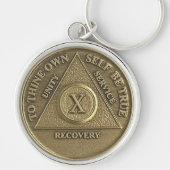 10-Jahres-Erholungs-Abstinenz-Meilenstein-Medaille Schlüsselanhänger (Vorne)