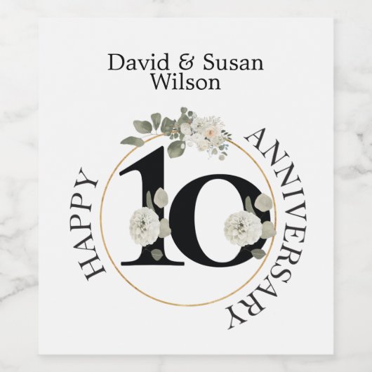 10 JAHRESJAHR WEINETIKETT (Einzelnes Label)