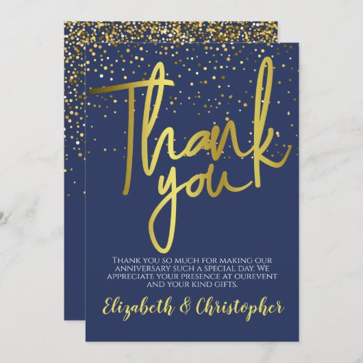 10. Jahrestag Blau Dankeskarte (Vorne/Hinten)