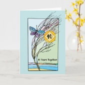 10. Jahrestag der Beziehung Butterfly Karte (Gelbe Blume)