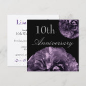 10. Jahrestag Einladung LILA Rose DEEP (Vorne/Hinten)