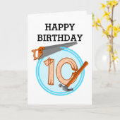 10-jährige Bubenbauwerkzeuge Geburtstagsdesign Karte (Gelbe Blume)