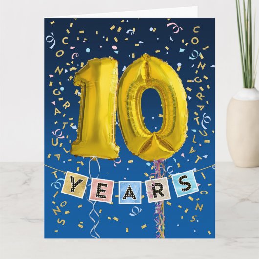 10-jährige Gold-Ballon-Card des Mitarbeiters Karte (Vorderseite)