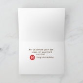 10-jährige Jubiläumsrunden Karte (Innenseite)