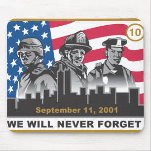 10-jähriger 9/11 Entwurf des Jahrestags-3-Heroes Mousepad