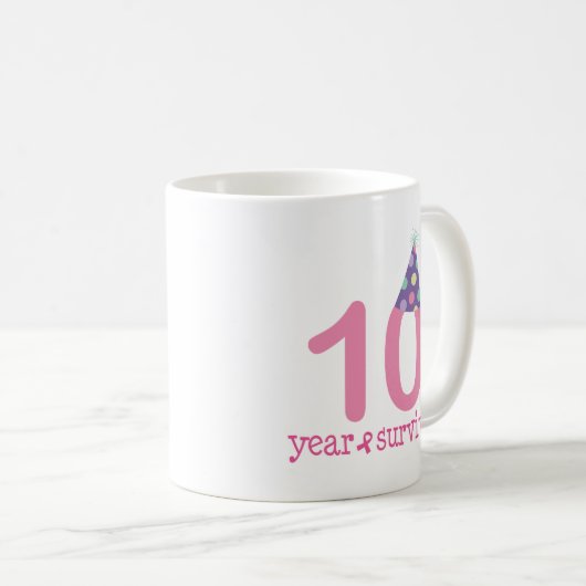 10-jähriger Brustkrebs-Überlebender Kaffeetasse (VorderseiteRechts)