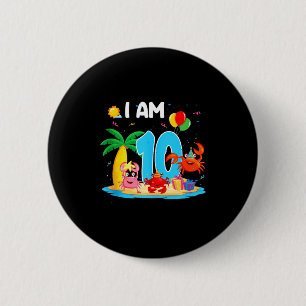 10-jähriger Krabbenliebhaber 10. Krabben-Themen-St Button