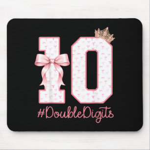10-jähriger rosa Coquette-Bogen-Krone 10. Geburtst Mousepad