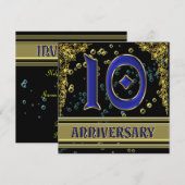 10-jähriges Black and Gold Party Einladung (Vorne/Hinten)