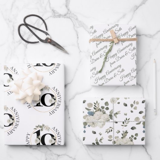 10-jähriges Hochzeitsjubiläum Geschenkpapier Set (Vorderseite)