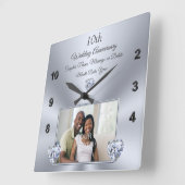 10-jähriges Hochzeitstipendium für Ehefrau, Diaman Quadratische Wanduhr (Winkel)