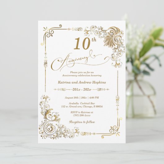 10-jähriges Jubiläum Einladung (Stehend Vorderseite)