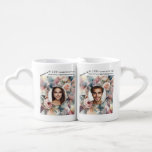 10-jähriges Jubiläum Liebestassen<br><div class="desc">Individuell gestaltbare Tasse zum Hochzeitstag. Geometrischer,  romantischer Hintergrund mit Rose und Aquarell. Sie können den Text für Datum und Foto ändern.</div>