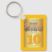 10-jähriges Nüchternheitsjubiläum | Golden Ray 12- Schlüsselanhänger (Vorderseite)