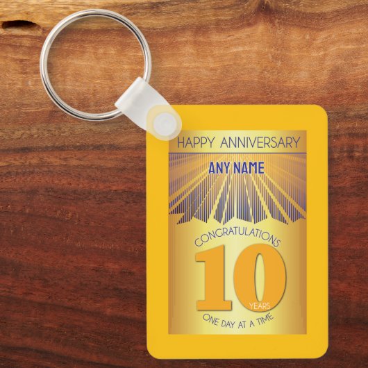 10-jähriges Nüchternheitsjubiläum | Golden Ray 12- Schlüsselanhänger (Vorderseite)