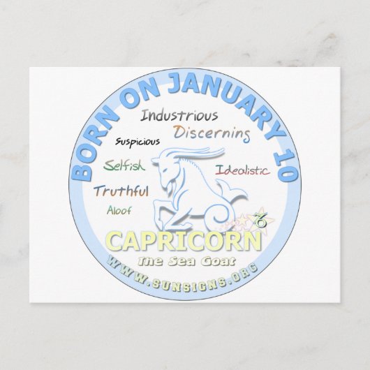 10. Januar Geburtstag - Steinbock Postkarte (Vorderseite)