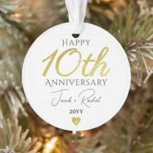 10. Jubiläum Faux-Gold Hochzeitscustom Ornament