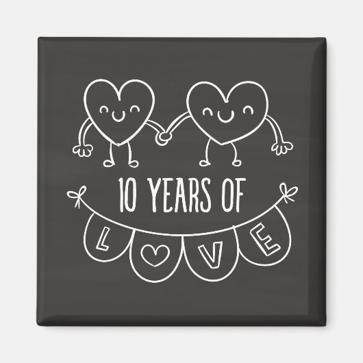 10. Jubiläum Geschenk Chalk Herzen Magnet (Vorne)