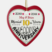 10. Jubiläum Geschenkherz geformt Weihnachten Keramikornament (Rechts)
