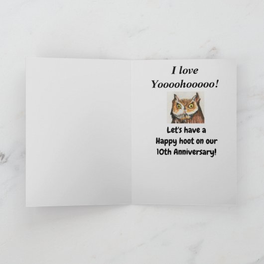 10. Jubiläum meiner Husband Funny Owl Liebe Karte (Innenseite)