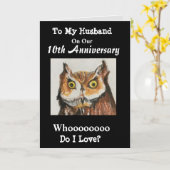 10. Jubiläum meiner Husband Funny Owl Liebe Karte (Gelbe Blume)