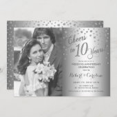 10. Jubiläum mit Foto - Diamant Silber Einladung (Vorne/Hinten)