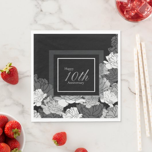 10. Jubiläum silber, schwarz und weiß Servietten (Beispiel)