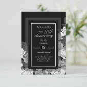 10. Jubiläum Silber, Schwarz & Weiß Rosenprint Karte (Stehend Vorderseite)