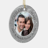 10. Jubiläum | Silver Sparkle Foto Keramik Ornament (Rechts)