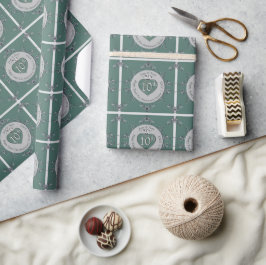 10./Jubiläum Silvery Gray Medallion Geschenkpapier