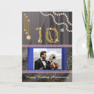 10. Jubiläums-Fotogruß Moderner Diamant Karte