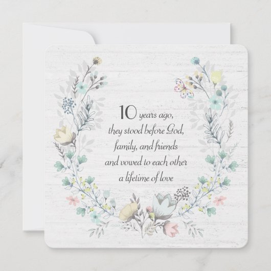 10. Jubiläumsschaden auf Holz Einladung (Vorderseite)