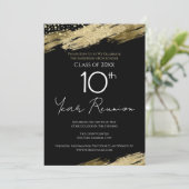 10. Klasse Wiedersehen Black and Gold Einladung (Stehend Vorderseite)