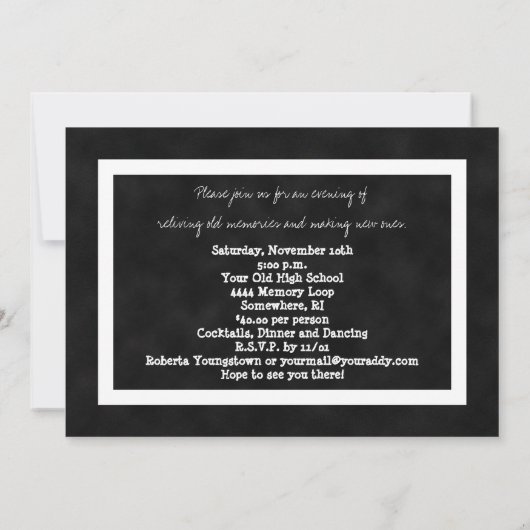 10. Klasse Wiedersehen Black Chalkboard Einladung (Rückseite)