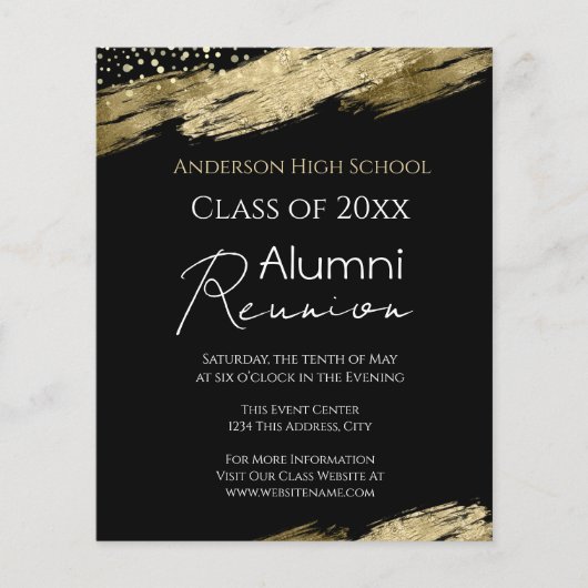 10. Klasse Wiedersehen Budget Gold Black Einladung (Vorderseite)