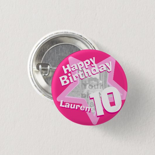 10. Knopf/Abzeichen des heißen Rosas des Button (Vorne & Hinten)