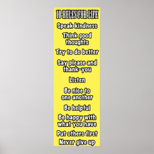 10 Lebensregeln (gelb) Poster