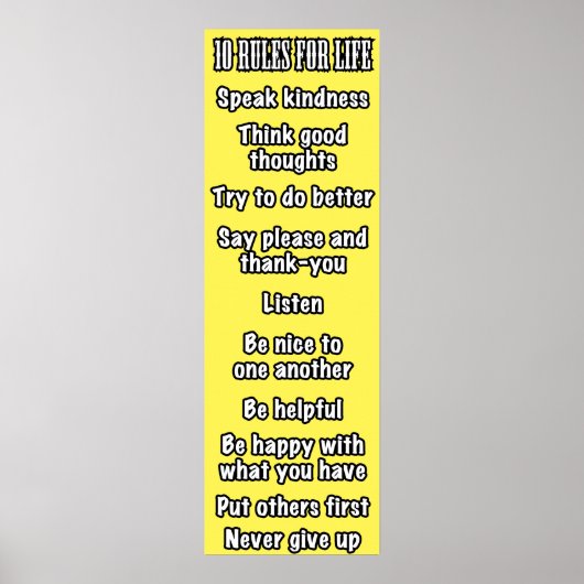 10 Lebensregeln (gelb) Poster (Vorne)