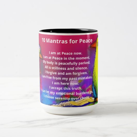 10 Mantras für friedliche künstlerische Wasserfall Zweifarbige Tasse (Mittel)