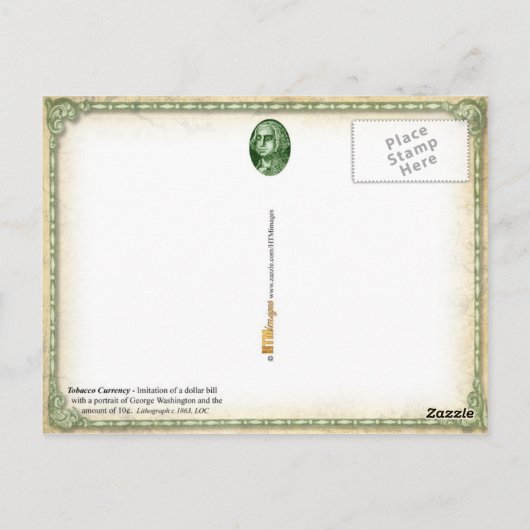 10 mg Tabakwährung Postkarte (Rückseite)