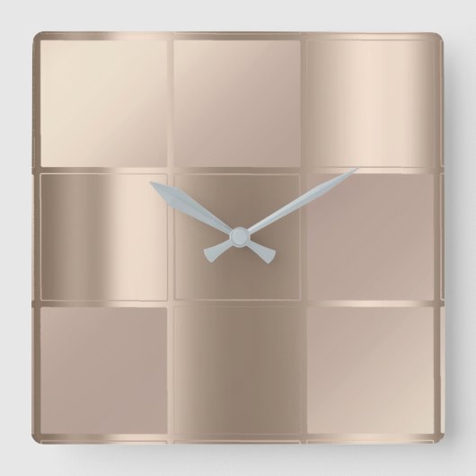 10 Minuten Elfenbeinviertel, Beige Bronze-Geometry Quadratische Wanduhr (Vorderseite)