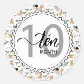 10 Monate Meilenstein Baby Giraffen und Balloons Runder Aufkleber (Vorderseite)