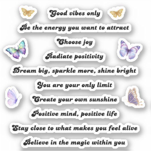 10 motivierend inspirierende positive Zitate Aufkleber (Vorderseite)