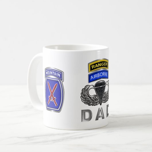 10. Mountain Division Ranger Im Flugzeug Vater Kaffeetasse (Vorderseite Links)