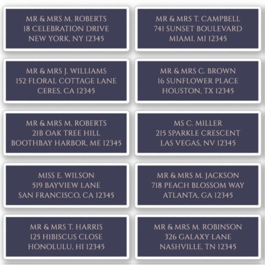 10 Name der einzelnen Gäste Anschrift Mystical Nav Aufkleber (Vorderseite)