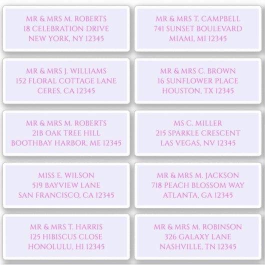 10 Name der Person Mystical Lavender Aufkleber (Vorderseite)