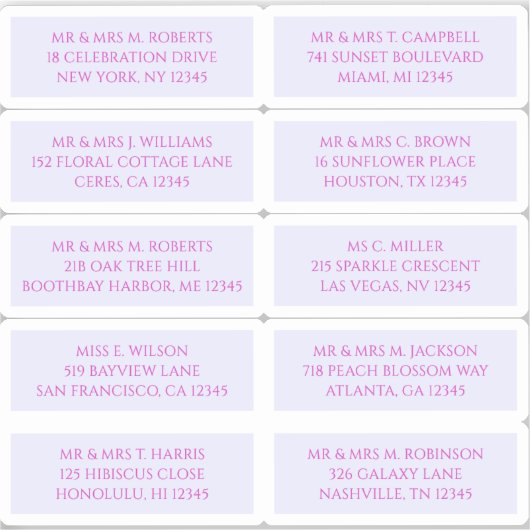 10 Name der Person Mystical Lavender Aufkleber (Vorderseite)