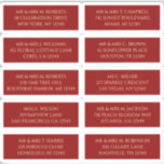 10 Name der Person Mystical Red Aufkleber<br><div class="desc">10 Gästername-Adresse Mystical Dark Red Gold Wedding Stickers bietet 10 Aufkleber mit Ihrem individuellen Gästennamen und Ihrer persönlichen Adresse auf jedem Aufkleber in Gold-Script auf einem dunkelroten Hintergrund. Auch ideal für Weihnachts- und Feiertagskarten, Party Einladungen, Dankeschön-Karten und Büropost. Bearbeiten Sie den Text einfach in den dafür vorgesehenen Textfeldern. HINWEIS: KARO-STICKER-SCHUHE...</div>